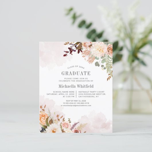 Floral Afstuderen 2025 Uitnodiging (Staand voorkant)