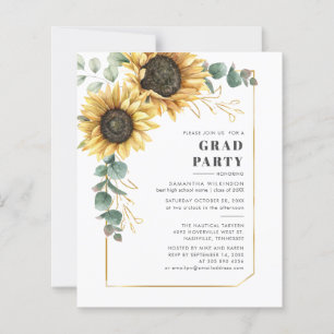 Floral Afstuderen 2025 Zonnebloem Party Uitnodigin