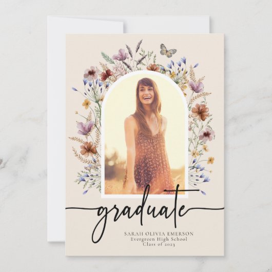 Floral Afstuderen aankondiging (Voorkant)