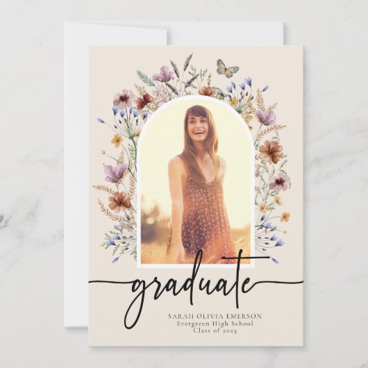 Floral Afstuderen aankondiging (Voorkant)