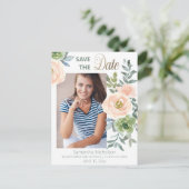 Floral Afstuderen Aankondiging Opslagdatum Foto Briefkaart (Staand voorkant)