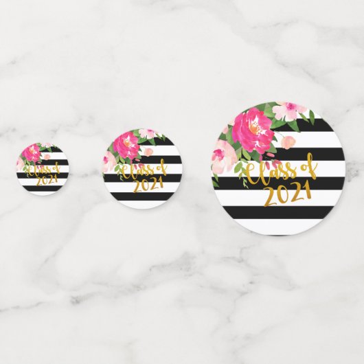 Floral Afstuderen Confetti - Klasse van 2021 (Achterkanten)