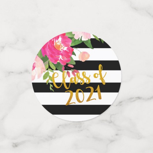 Floral Afstuderen Confetti - Klasse van 2021 (Kleine voorkant)