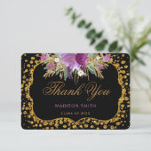 Floral Afstuderen Dank je gouden Confetti Aankondiging (Staand voorkant)