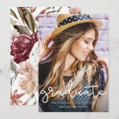  Floral Afstuderen Foto aankondiging (Voorkant / Achterkant)