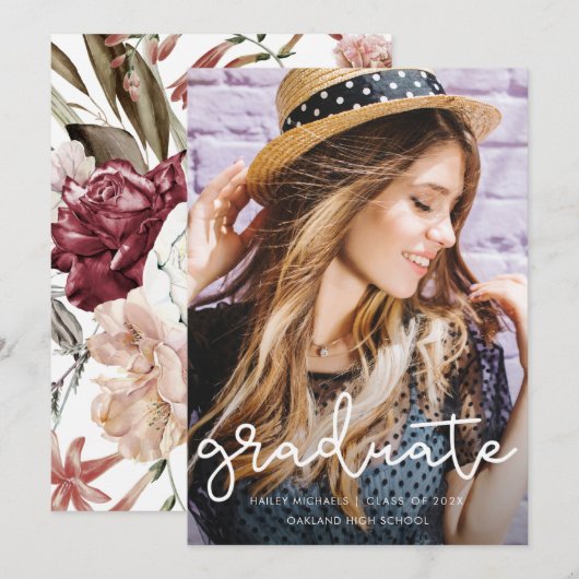  Floral Afstuderen Foto aankondiging