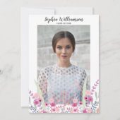  Floral Afstuderen Foto Afstuderen Uitnodiging (Voorkant)