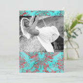 Floral Afstuderen Fotokaart Red Blue Kaart (Staand voorkant)