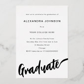 Floral Afstuderen Fotoscript Graduation Party Gold Folie Uitnodiging (Achterkant)