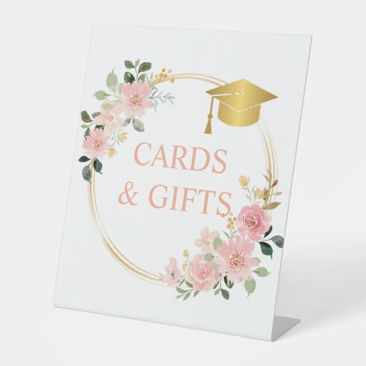 Floral Afstuderen Gift Reclamebord Met Voetstuk (Voorkant)