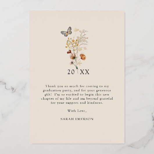 Floral Afstuderen Hartelijk dank Folie Uitnodiging