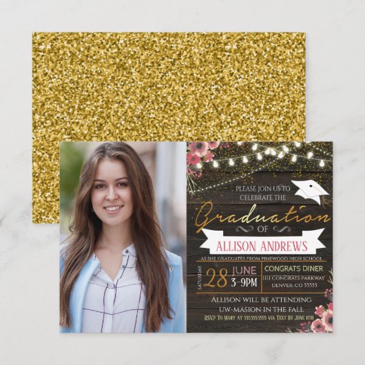 Floral Afstuderen Kaart (Voorkant / Achterkant)