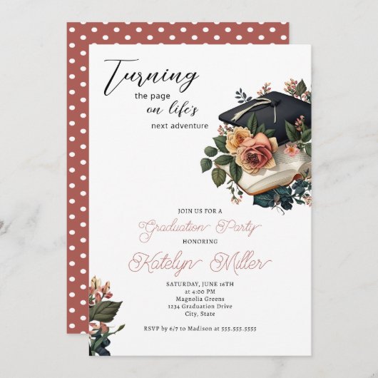 Floral Afstuderen Kaart (Voorkant / Achterkant)