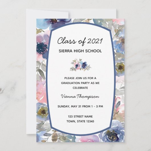 Floral Afstuderen Kaart (Voorkant)