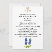 Floral Afstuderen Nurse Typografie Bluebonnets Kaart (Voorkant)