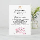Floral Afstuderen Nurse Typography Cherry Blossom Kaart (Staand voorkant)