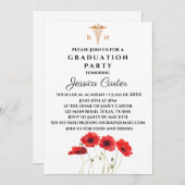Floral Afstuderen Nurse Typography Poppies Kaart (Voorkant / Achterkant)