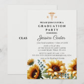 Floral Afstuderen Nurse Zonnebloemen Typografie Kaart (Voorkant / Achterkant)