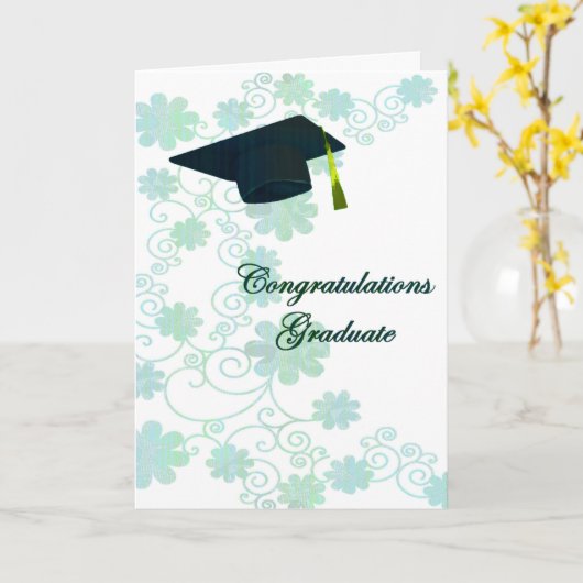 Floral Afstuderen Wenskaart Kaart (Gele Bloem)