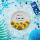 Floral Afstuderen Yellow Sunflower Class of Custom Papieren Bordje (Feest)
