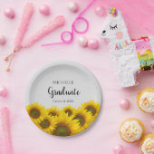 Floral Afstuderen Yellow Sunflower Class of Custom Papieren Bordje (Feest)