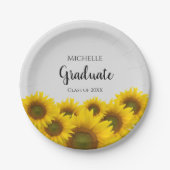 Floral Afstuderen Yellow Sunflower Class of Custom Papieren Bordje (Voorkant)