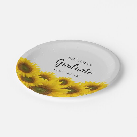 Floral Afstuderen Yellow Sunflower Class of Custom Papieren Bordje (Gekanteld)