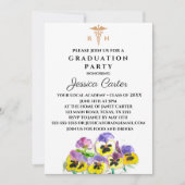 Floral Afstuderen Zurse Typografie Pansies Kaart (Voorkant)