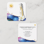 *~* Floral Agate Crystals Cosmic Gold Goddess Squ Vierkante Visitekaartje (Voorkant / Achterkant)