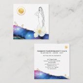 *~* Floral Agate Crystals Cosmic Gold Goddess  Vierkante Visitekaartje (Voorkant / Achterkant)