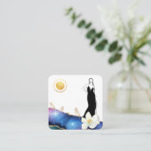 *~* Floral Agate Crystals Cosmic Modern Goddess  Vierkante Visitekaartje (Staand voorkant)