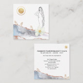 *~* Floral Agate Crystals Roos Gold Goddess  Vierkante Visitekaartje (Voorkant / Achterkant)