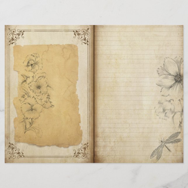  Floral Aged Journal-scrapbook (Voorkant)