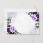 Floral Airy Paarse en Zilveren Bruiloft RSVP Kaart (Achterkant)