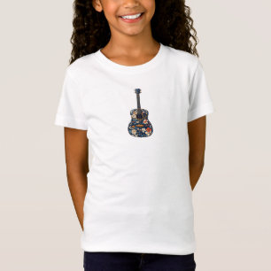 Floral akoestische gitaar T-shirt