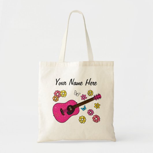 Floral Akoestische Gitarist Musician Custom Tote Bag (Voorkant)