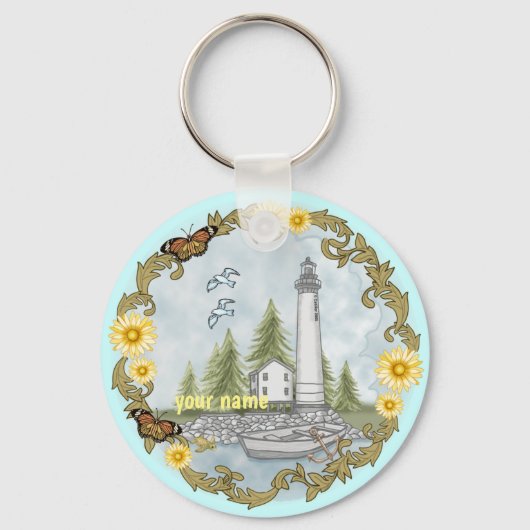 Floral Alabama Lighthouse aangepaste sleutelhanger (Voorkant)