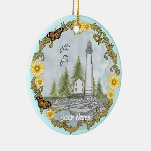 Floral Alabama Lighthouse Ornament (Rechts)