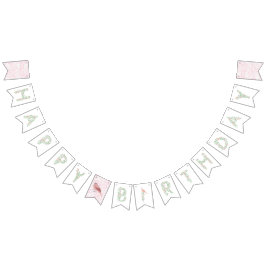 Floral alfabet Happy Birthday banner