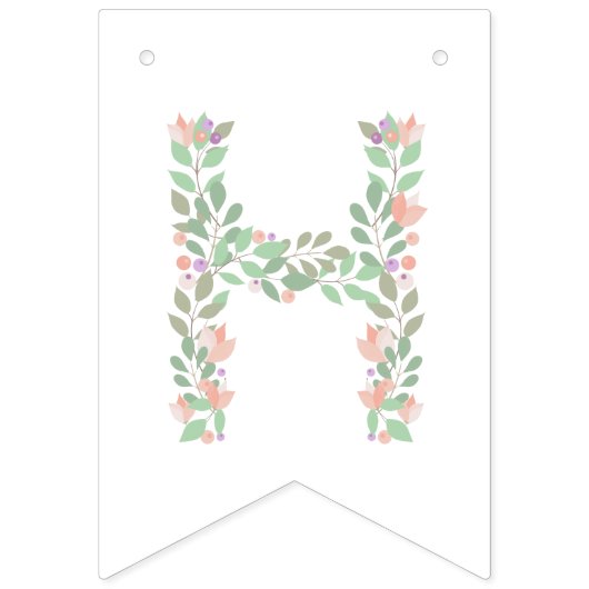 Floral alfabet Happy Birthday banner (Tweede vlag)