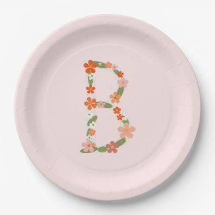 Floral alfabet letter "B" Aangepast monogram P Papieren Bordje