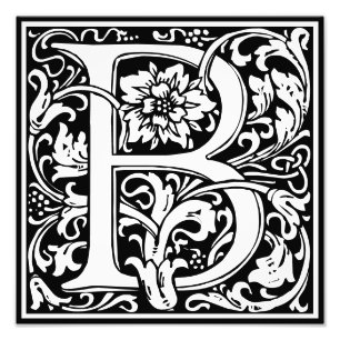 Floral alfabet Monogram Letter B Foto afdrukken