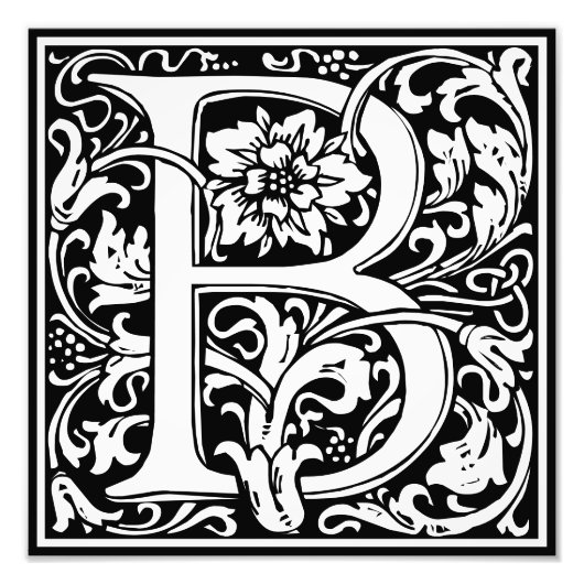 Floral alfabet Monogram Letter B Foto afdrukken (Voorkant)