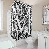 Floral alfabet monogram letter M Classic Douchegordijn (In situ)