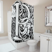 Floral alfabet monogram letter P Classic Douchegordijn (In situ)