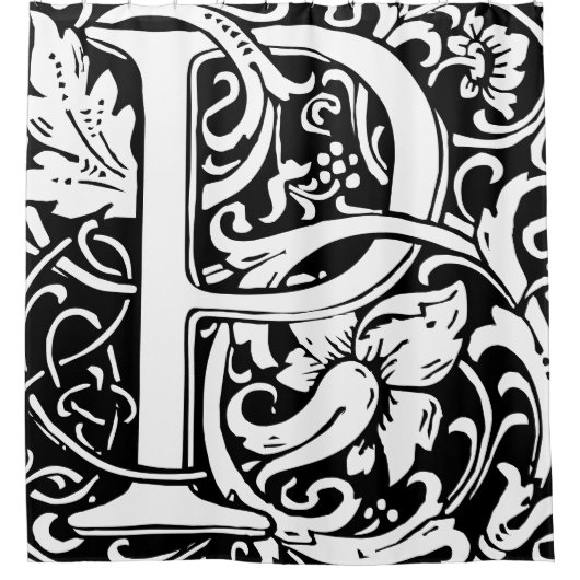 Floral alfabet monogram letter P Classic Douchegordijn (Voorkant)