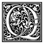 Floral alfabet Monogram Letter Q Foto afdrukken (Voorkant)