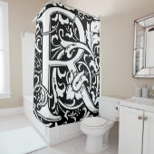 Floral alfabet monogram letter R Classic Douchegordijn (In situ)