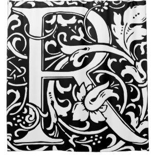 Floral alfabet monogram letter R Classic Douchegordijn