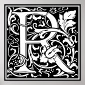 Floral alfabet Monogram letter R Poster (Voorkant)
